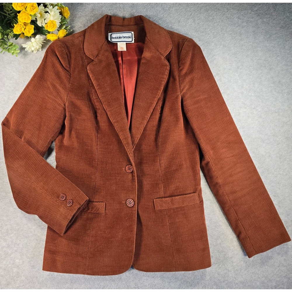 Vintage 70s Bobbie Brooks Brown Corduroy Blazer Jacket ILGWU Size 11/12 Academia